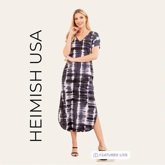 0441W. HEIMISH USA TIEDYE MAXI LENGTH DRESS SIZE SMALL ROUND BOTTOM WITH SLITS - Picture 1 of 12